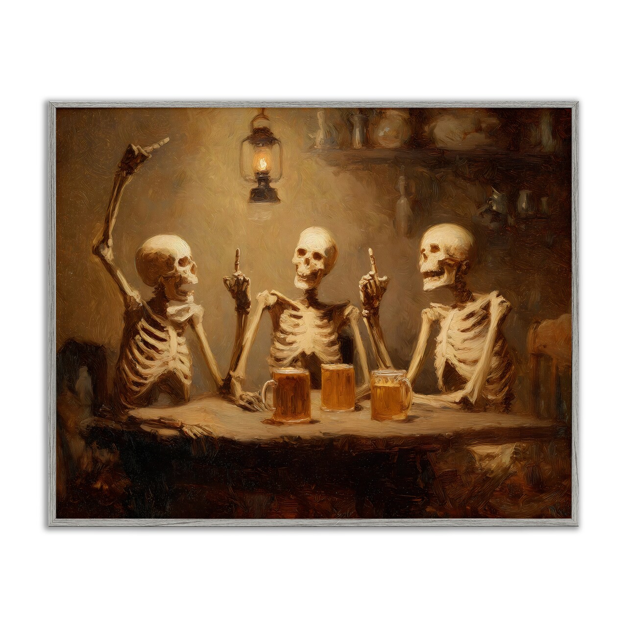 Stupell Industries Skeletons Drinking at Tavern Framed Giclee, design by Arlington Prints